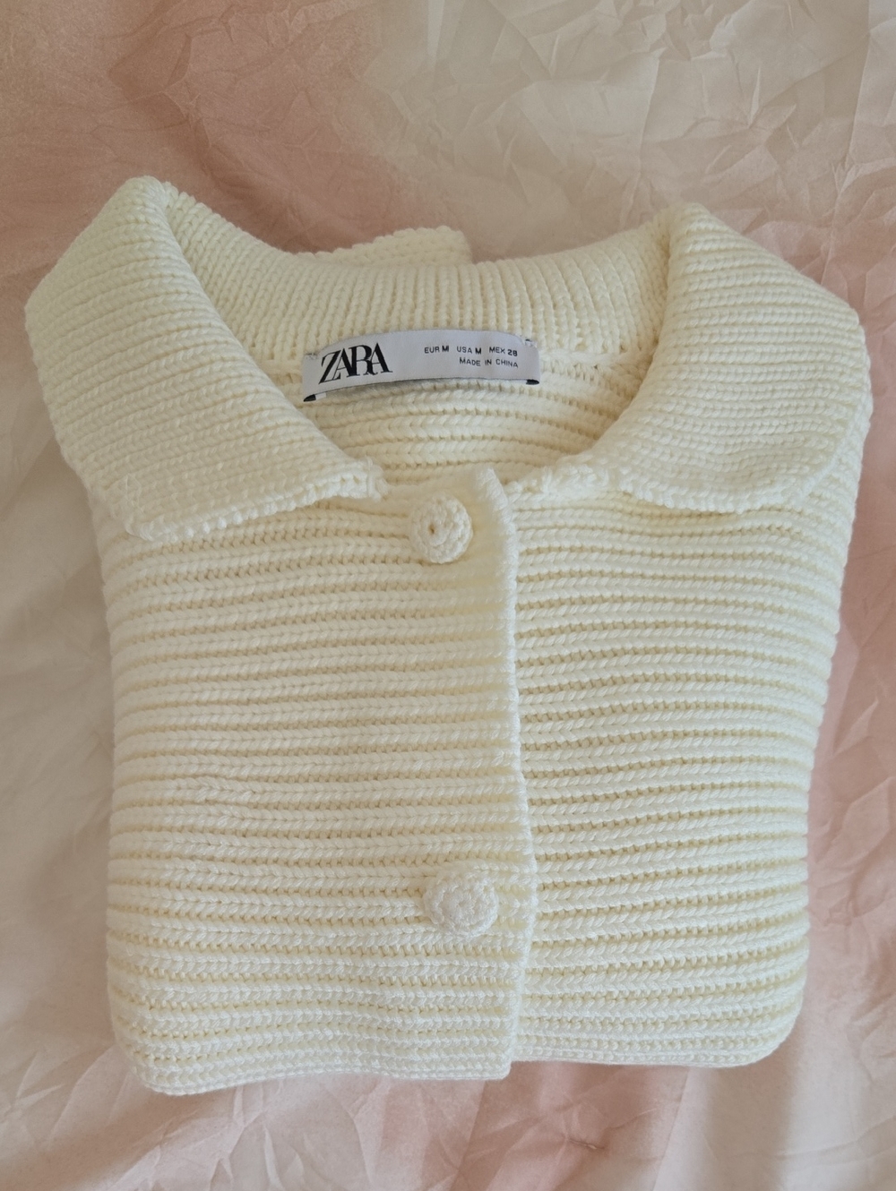 Zara Peter Pan Ecru Button-Up Women's Top Sz M - Picture 8 of 8